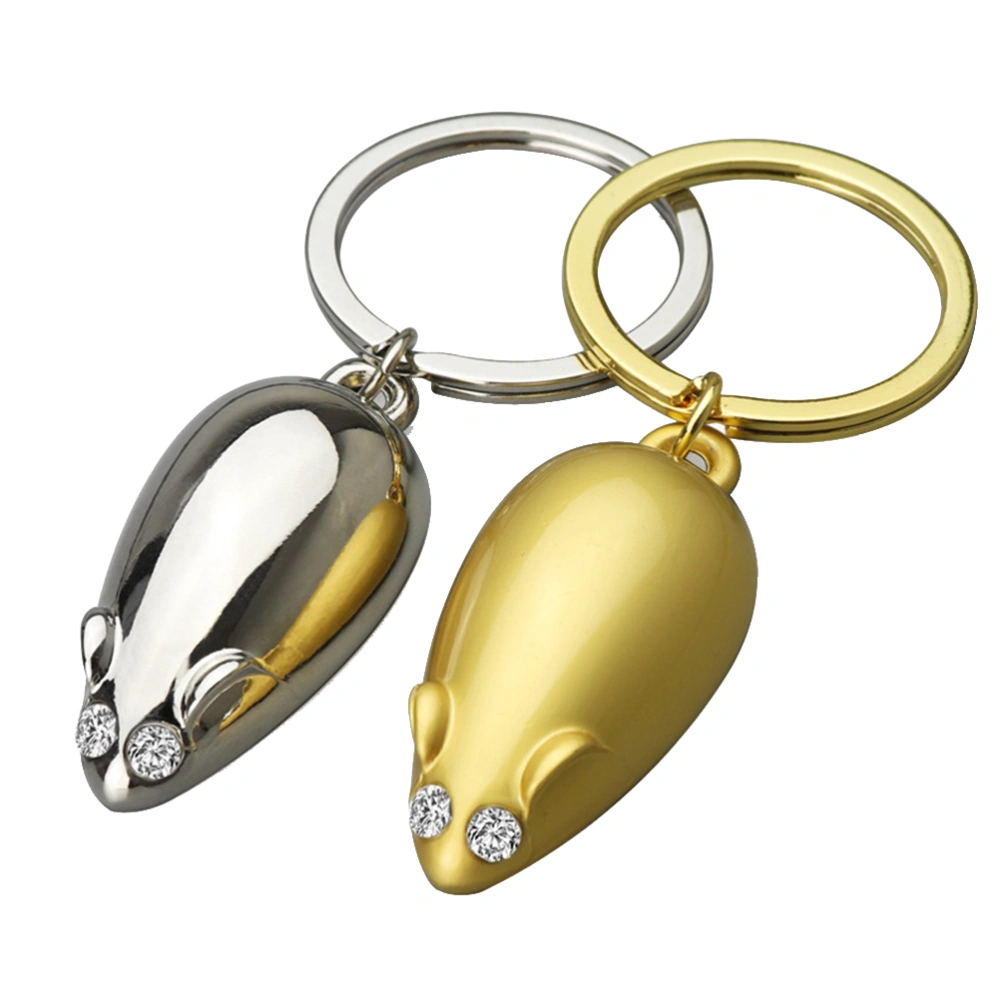 2pcs Metal Mouse Keychain Fashion Hanging Key Rings Ornament Keychain Accessory (Random Color)