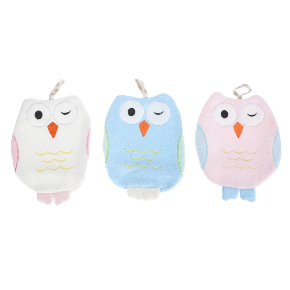 3Pcs Cartoon Lovely Bath Gloves Practical Bamboo Fiber Bath Gloves Bath Wipes