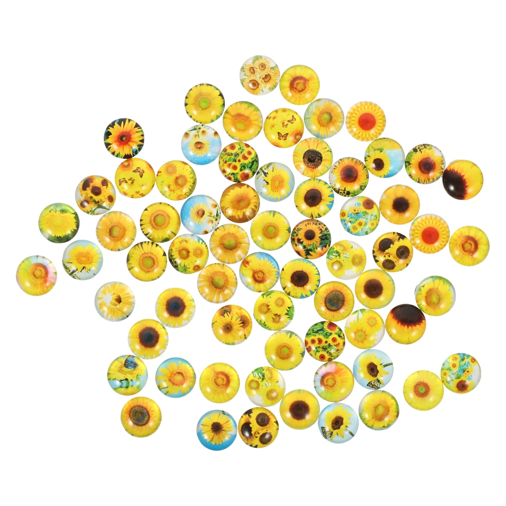 100pcs Glass Domed Sunflower Gemstone Round Patches Jewelry Making Gemstone