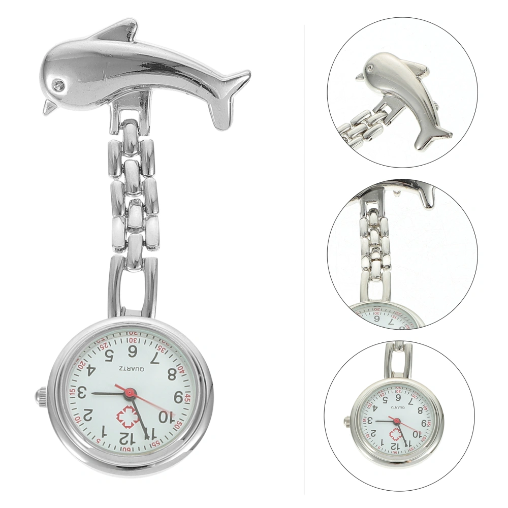 Nurse Pocket Watch Professional Hanging Watch Dolphin Shaped Brooch Fashion Steampunk Silver