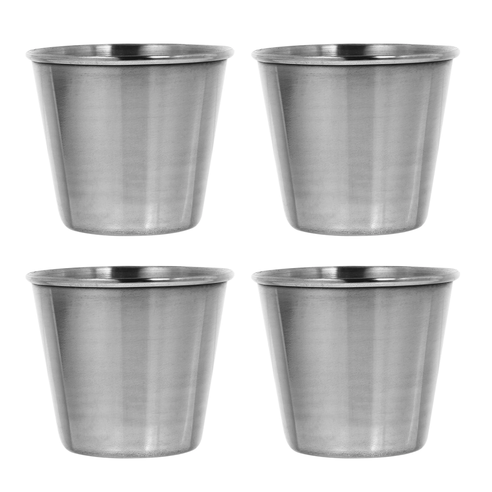 4Pcs Stainless Steel Water Cups Rustproof 50ml Multi-function Coffee Cups (Silver)