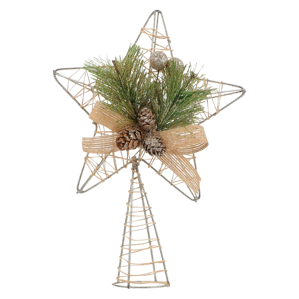 1pc Christmas Tree Adornment Creative Topper Star Ornament Hollow-out Star Decor