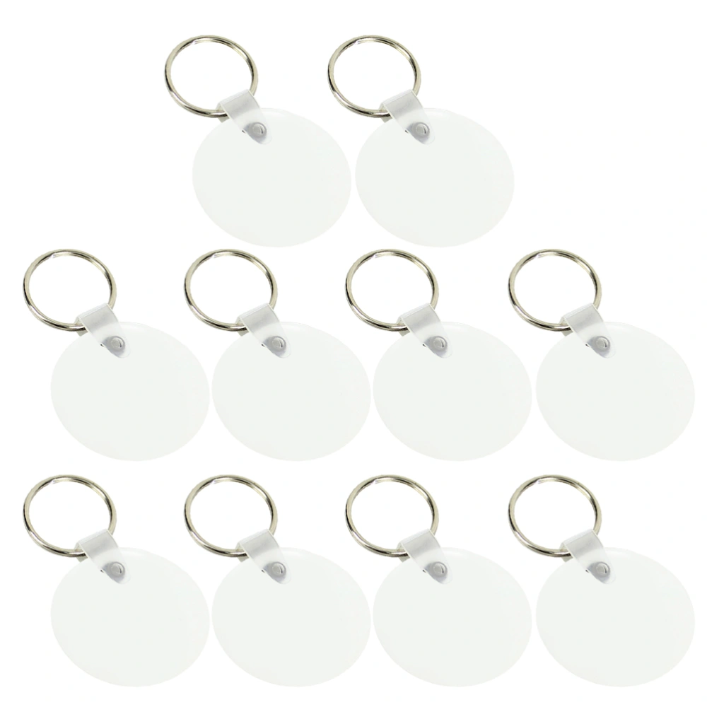 10Pcs Heat Transfer Supplies Round Key Chain Thermal Transfer Pendant  DIY Blank Board for Festive Birthday Party Decoration Size M White