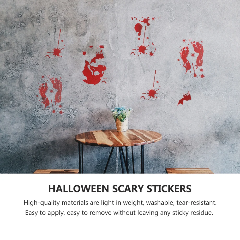 4 Sheets Unique Window Stickers Halloween Decorative Stickers Horrible Decal