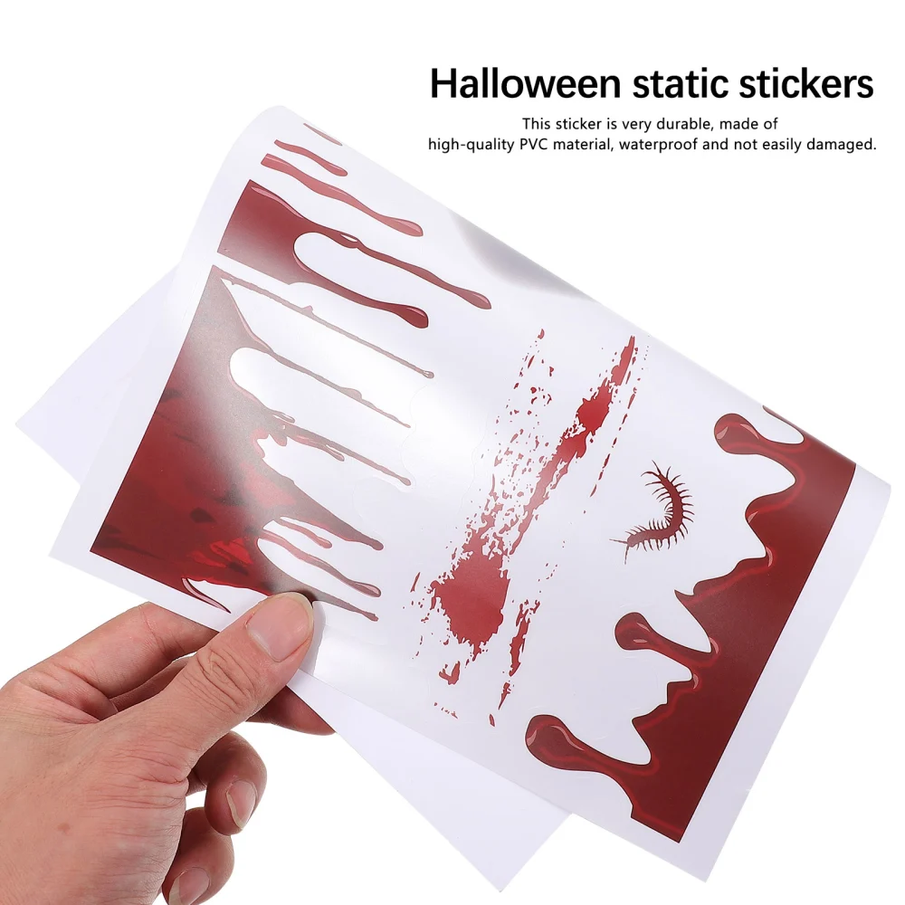 4 Sheets Unique Window Stickers Halloween Theme Adhesive Stickers Horrible Decal