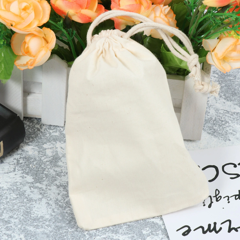 12pcs Drawstring Gift Bags Wedding Favor Bags Cotton Storage Holder Silk Screen Bundle Mouth Jewelry Pouches (Beige)