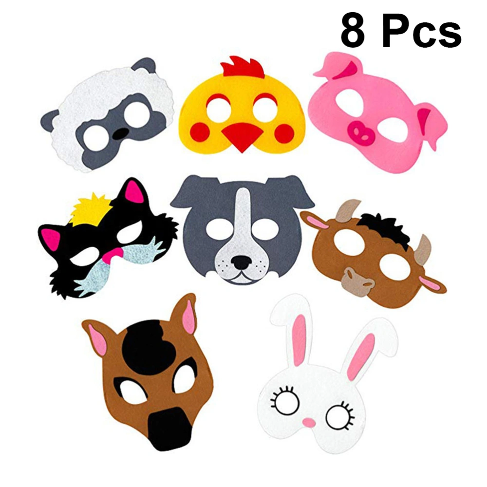 8pcs Cartoon Farm Animal Mask Half-face Mask Halloween Mask Cosplay Supply for Children Kids 