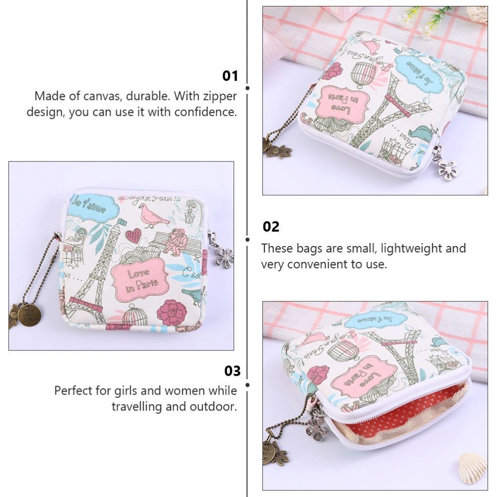 2pcs Sanitary Napkin Storage Bag Zipper Tampon Bag Sanitary Pad Organizer