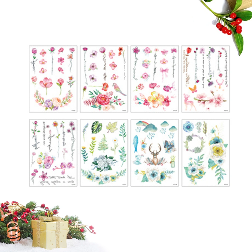 8 Sheet Assortment Flower Pattern Body Sticker Waterproof Exquisite Pastes Tattoos Decorative Sticker