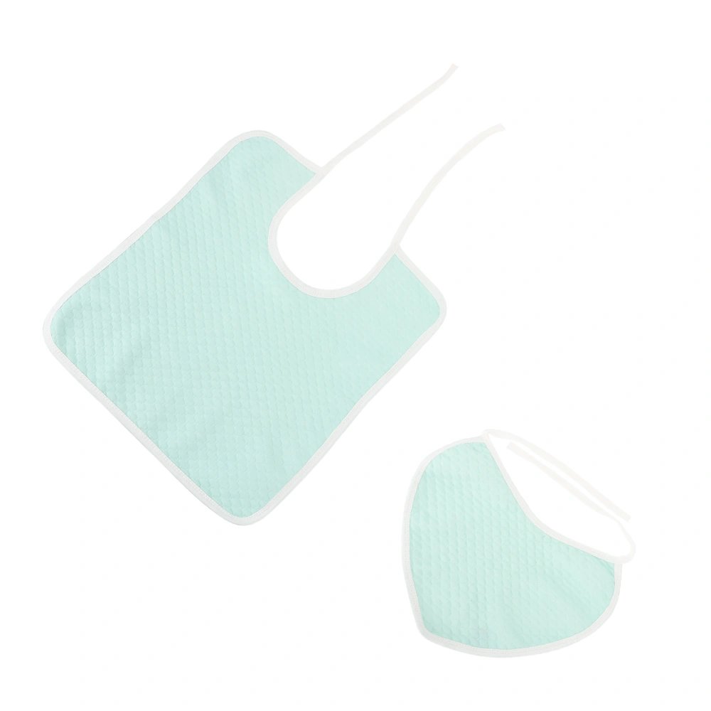 2 Pcs Comfortable Bibs For The Elderly Cotton Absorbent Bibs Adult Saliva Pads (Light Green)