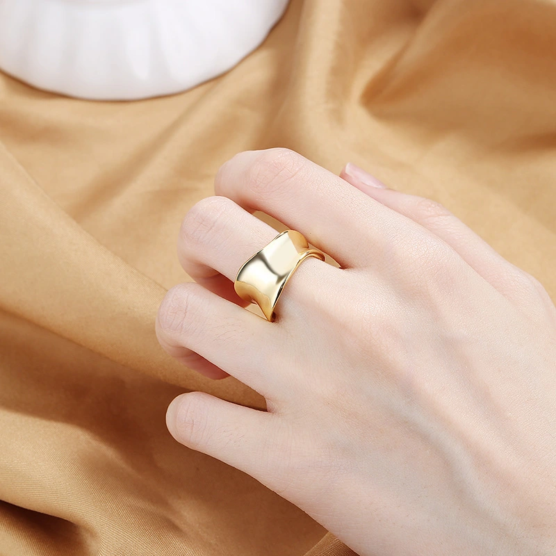 French Style Simple Irregular Geometric Dented Plain Ring