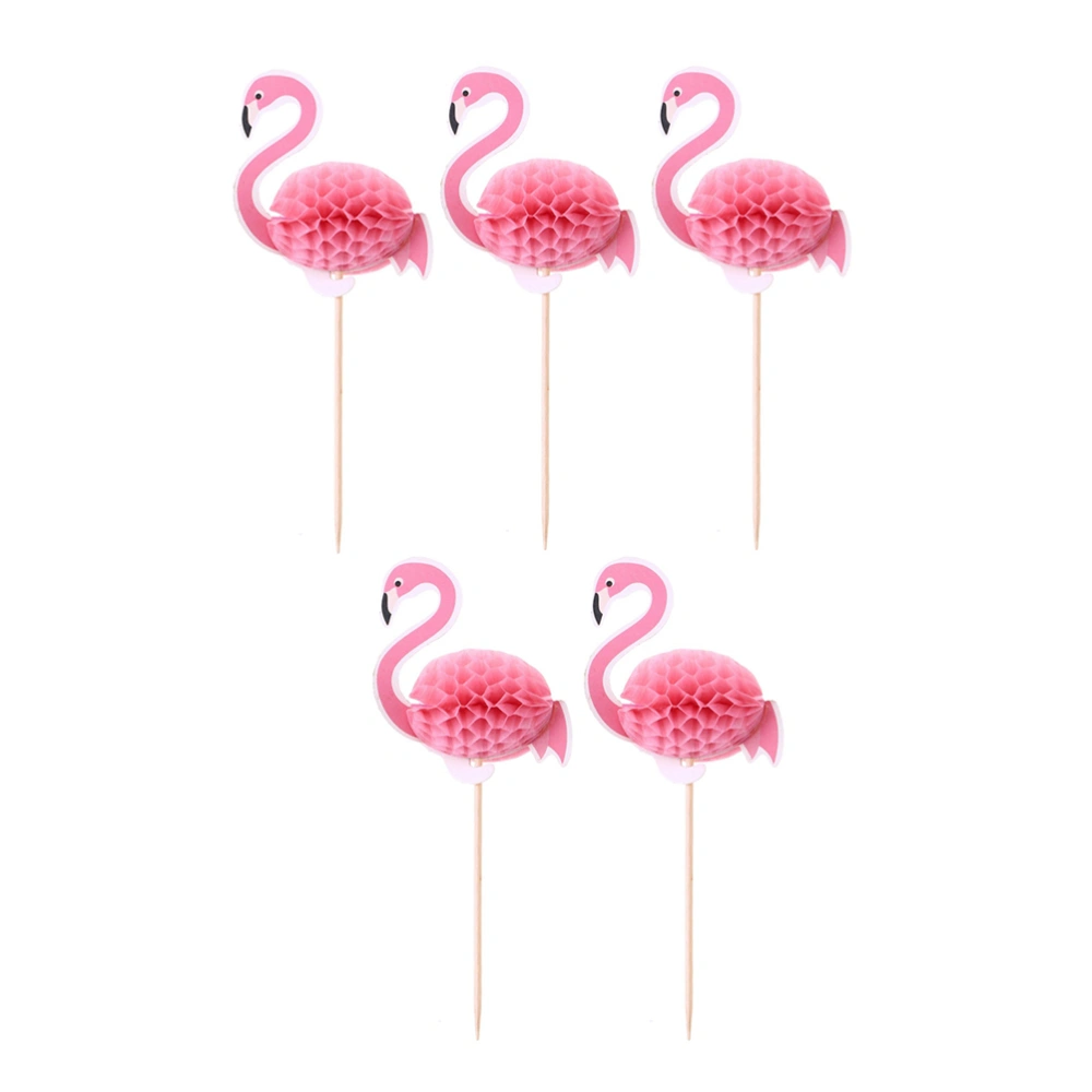 50pcs Hawaii 3D Flamingo Cake Toppers Cake Picks Cake Decoration for Hawaii Party