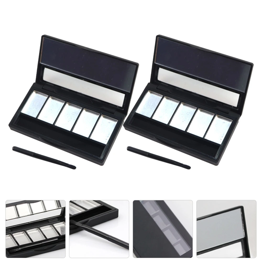 2pcs Empty Eyeshadow Pans DIY Eyeshadow Blush Powder Boxes with Mirror Lipbrush