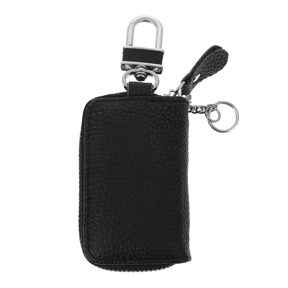 1pc Waist Hanging Key Pouch Genuine Leather Car Key Case Zipper Car Key Bag