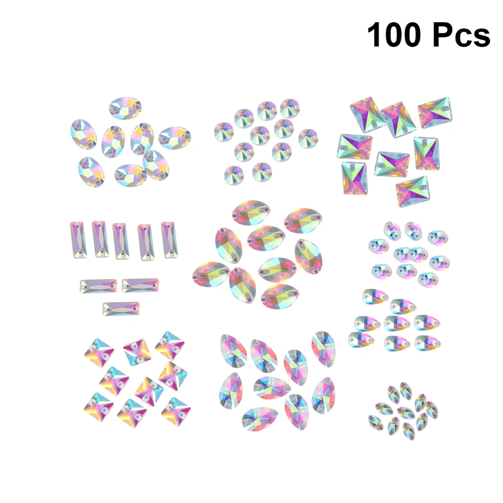 100PCS Crystal Claw Glass Rhinestones Sewing Rhinestones Colorful Claw Rhinestones for DIY Garment Decoration Craft