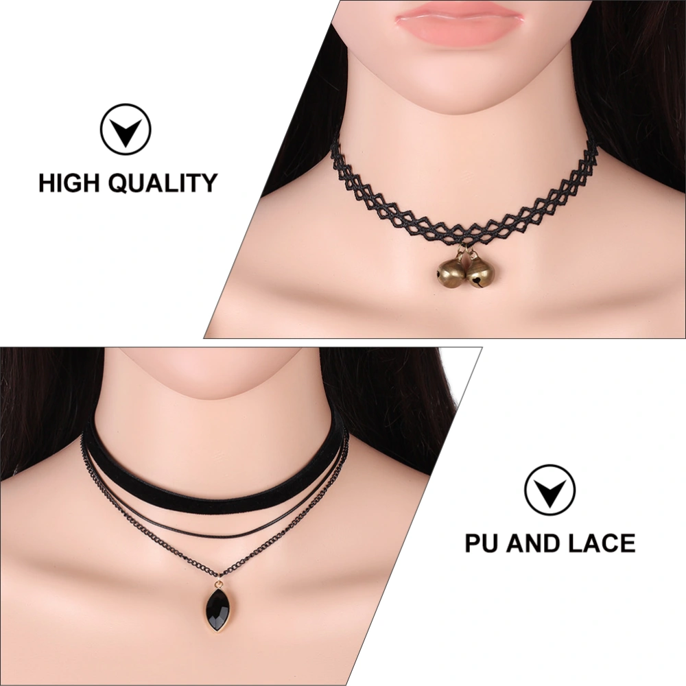 9Pcs Adjustable Leather Lace Chokers Pretty Punk Chokers Women Goth Collars