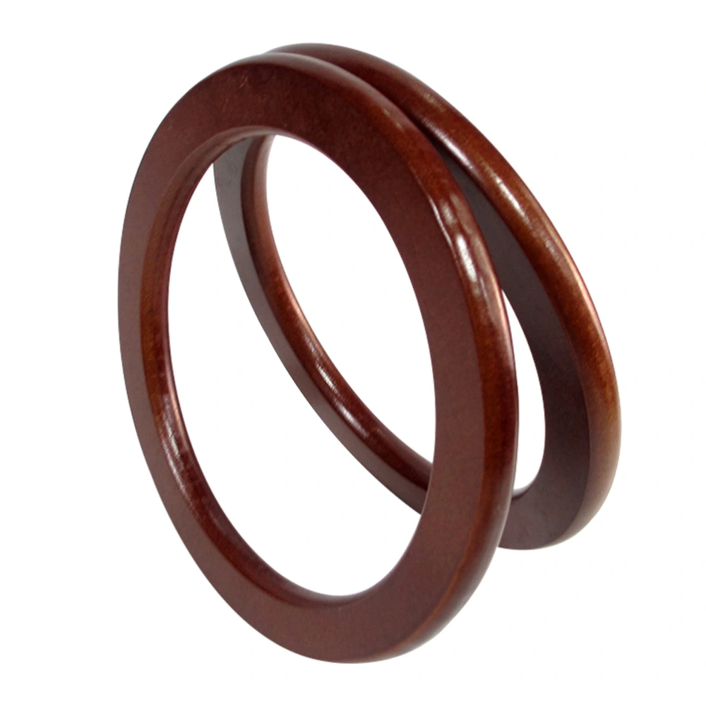 2pcs Creative Round Wooden Handles Pretty Handbag Circles Simple Handbag Rings