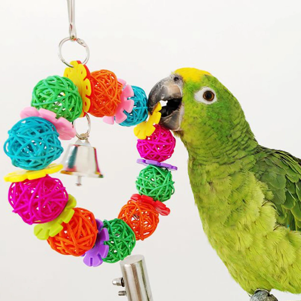 1PC Birds Toy Parrot Hanging Rattan Balls Toy Colorful Pet Bird Chew Toy for Parrot African Greys Budgies