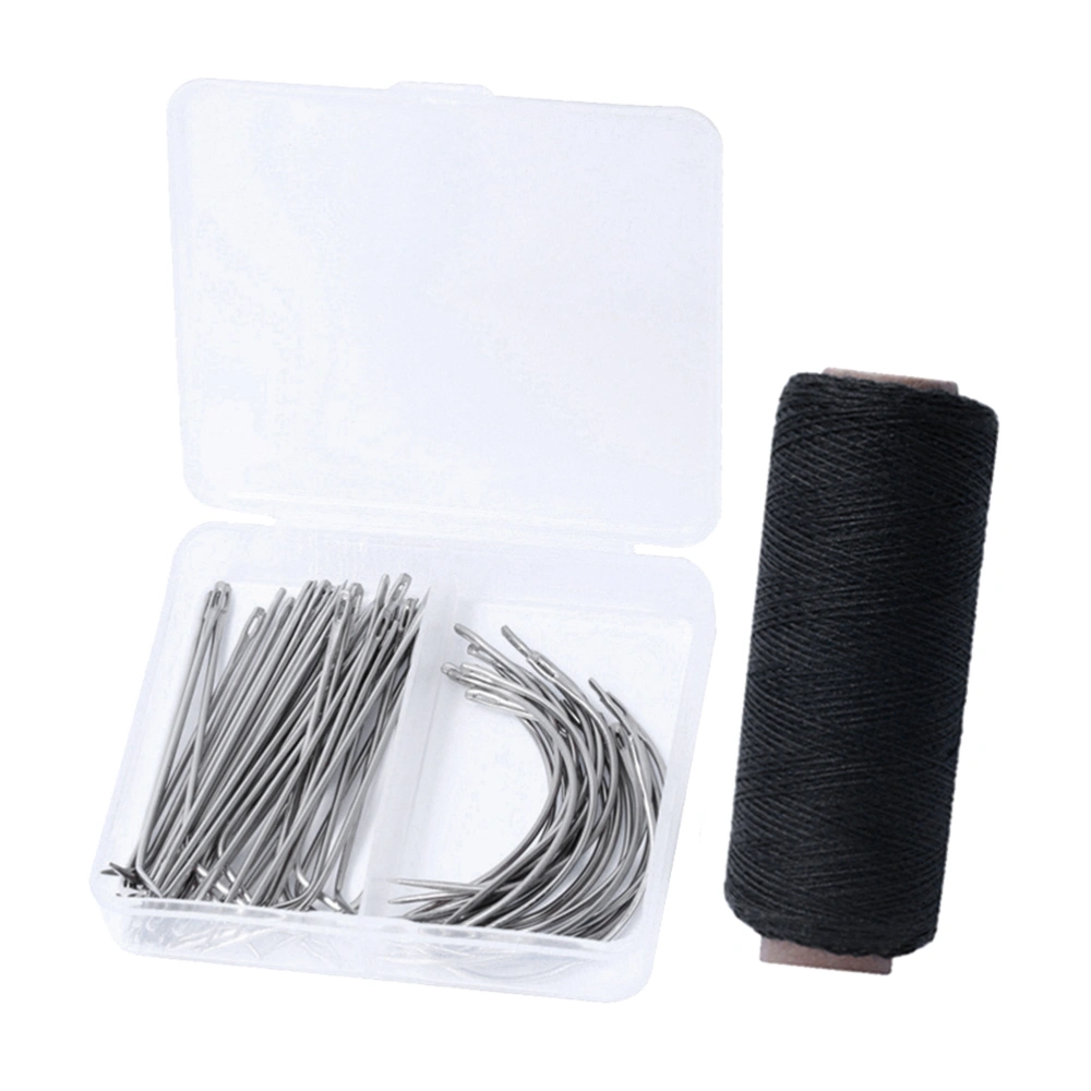 71pcs Wig Making Needles Set, Wig T & C Curved Needles with 260 Yard Thread for Wig Making, Blocking Knitting, Modelling and Crafts