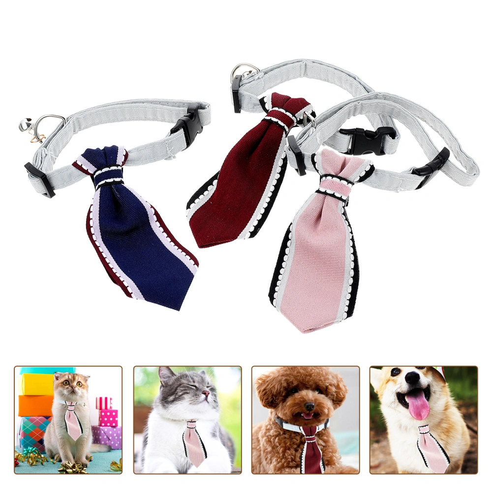 3Pcs Dog Necktie Collar with Bell Puppy Gentleman Necktie Decorative Cat Necktie Ornament