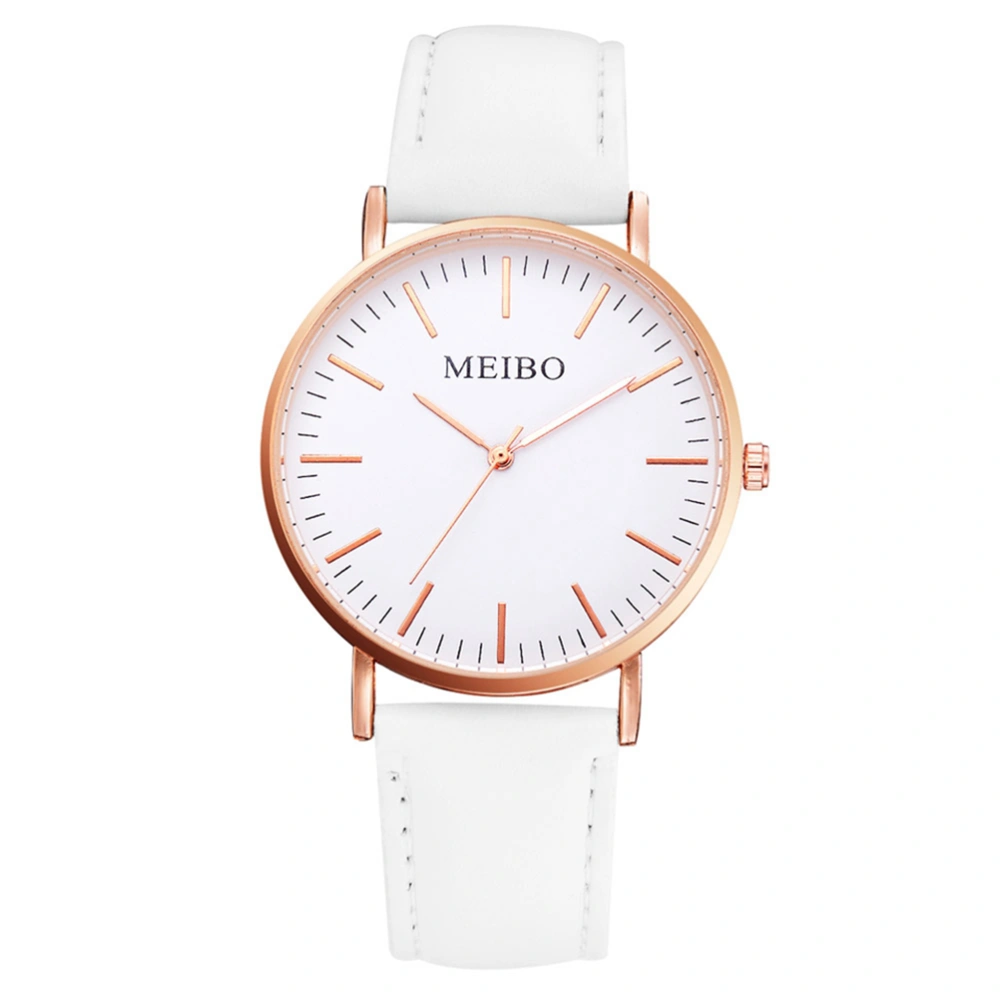 Women Casual Quartz Watch PU Leather Band Round Simple Dial Clock Wristwatch For Lady Women Gift (Rosy Gold Dial Plate, Grey Strap)