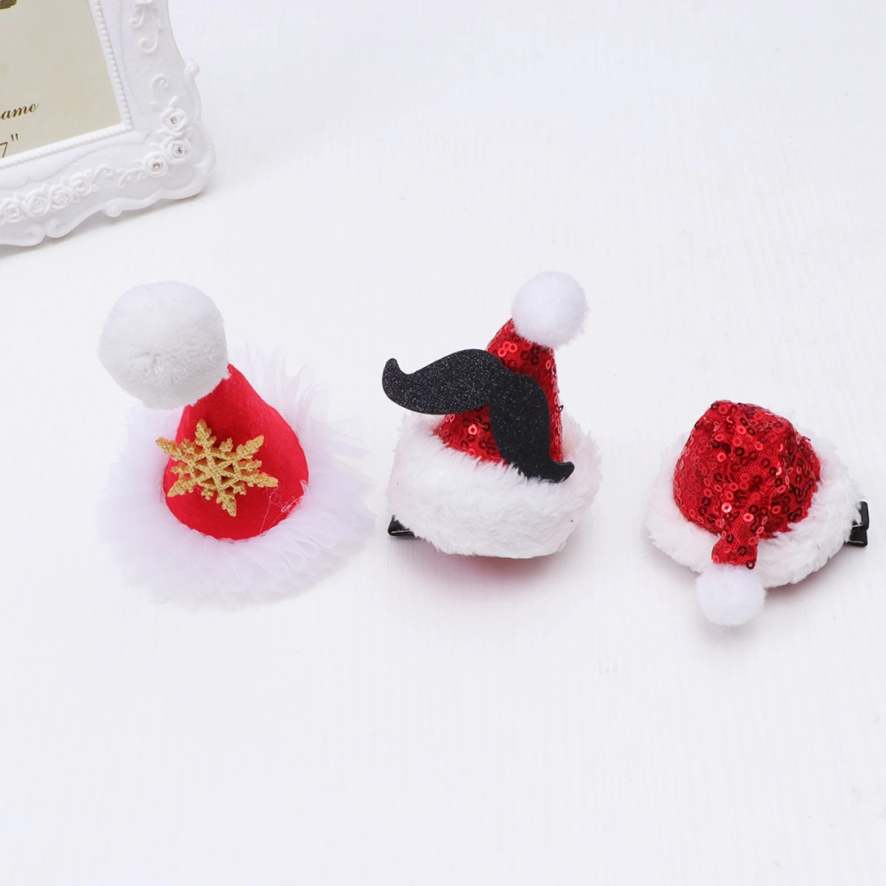 6PCS Christmas Hat Shape Hair Clips Small Hat Hairpin Clip Headwear for Kids Children Adults