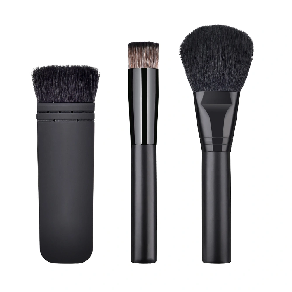 3pcs Wooden Handle Nylon Bristles Makeup Brush Cosmetics Powder Blush Brush Kit for Woman (TM-017)