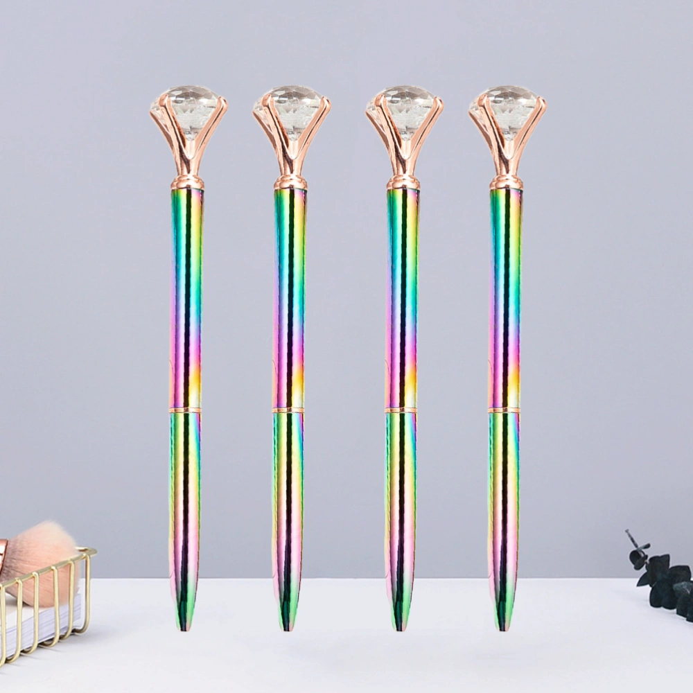 4Pcs Metal Ballpoint Pens Glass Diamonds Ballpoint Writing Pen for Students Worker School Office