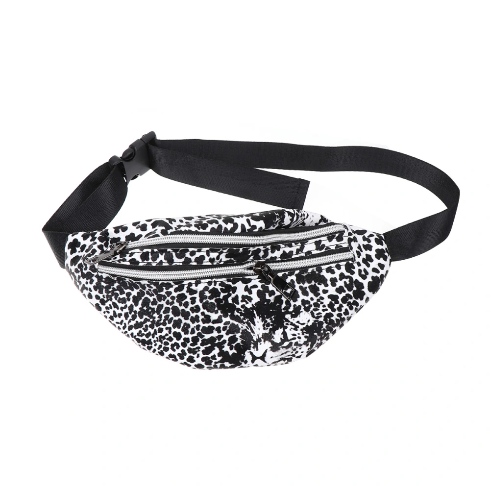 1PC Leopard Fanny Pack Dual Zipper Bag Waist Bag Bum Bag Should Bag (Black)