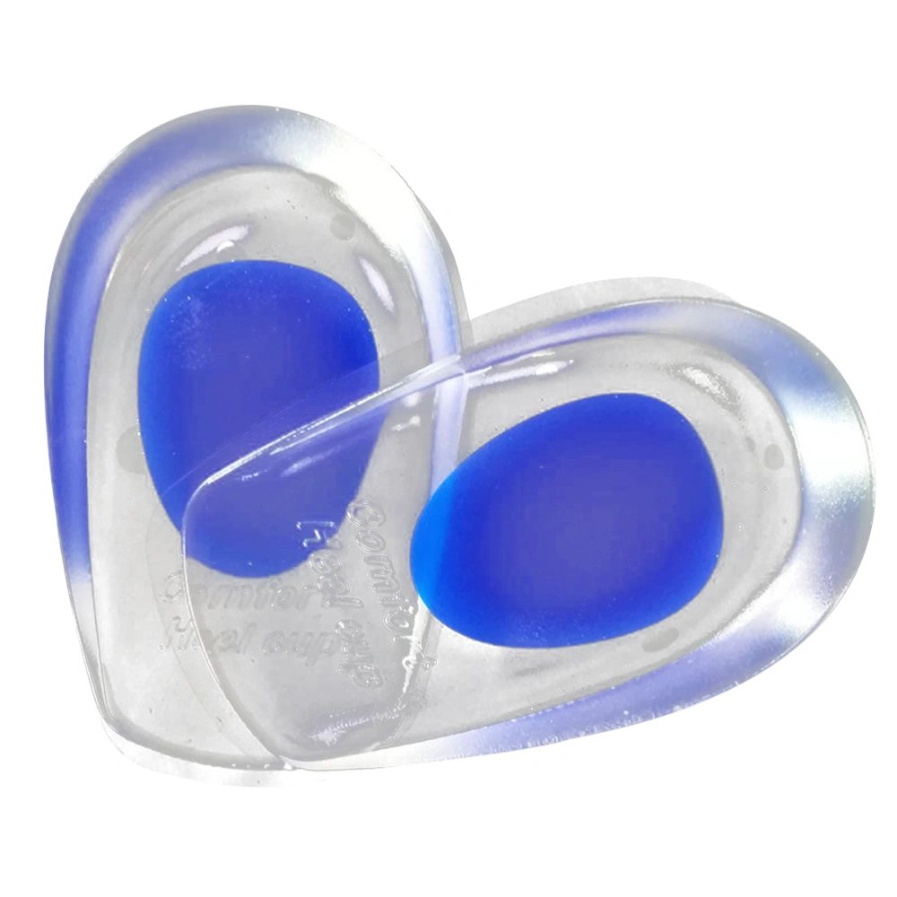 1 Pair Comfortable Silicone Gel Heel Pain Relief Cups Shoe Pads Insoles Inserts (Small Blue)