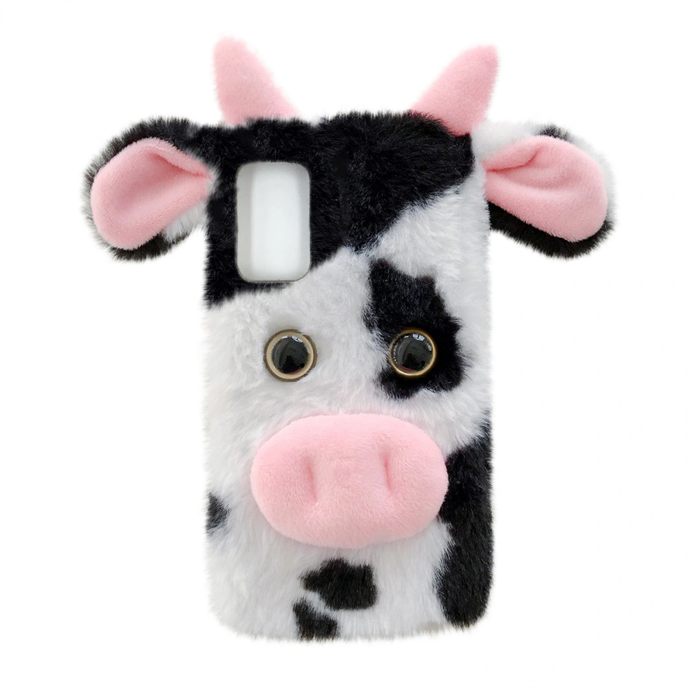 Fluffy Cow Phone Shell Lovely Plush Phone Cover Compatible with S21 Ultra 5G