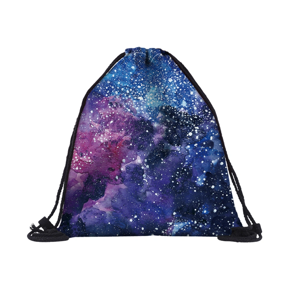 Starry Sky Pattern Drawstring Backpack Printing Portable Cosmetics Storage Bag Outdoor Rucksack Daypack