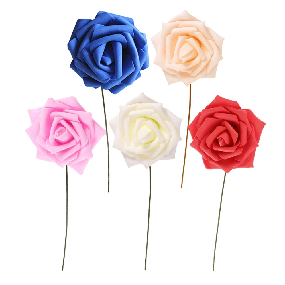 8cm 25pcs Rose Artificial Flower for Wedding Home Decoration DIY Craft Wreath Gift Decor Fake Flower Scrapbooking(Random Color)