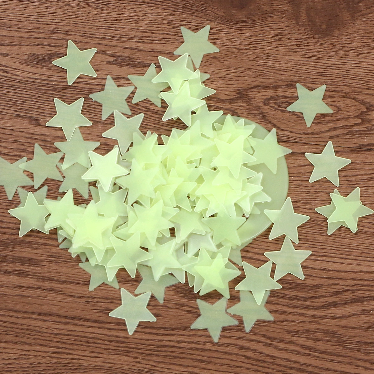 201pcs Luminous Star Moon Sticker Glowing Wall Decor DIY Room Decal Home Ornament for Girls Yellow-green