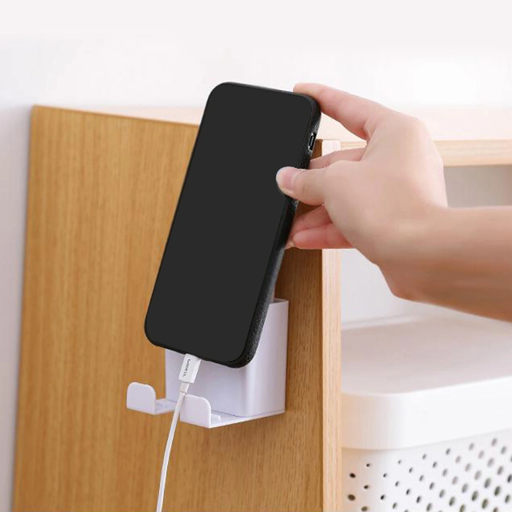 2 Pcs Remote Controller Organizer Wall Mounted Phone Charging Bracket Universal TV Holder Media Organizer Storage Box Keys Sundries Organizer (White and Grey)