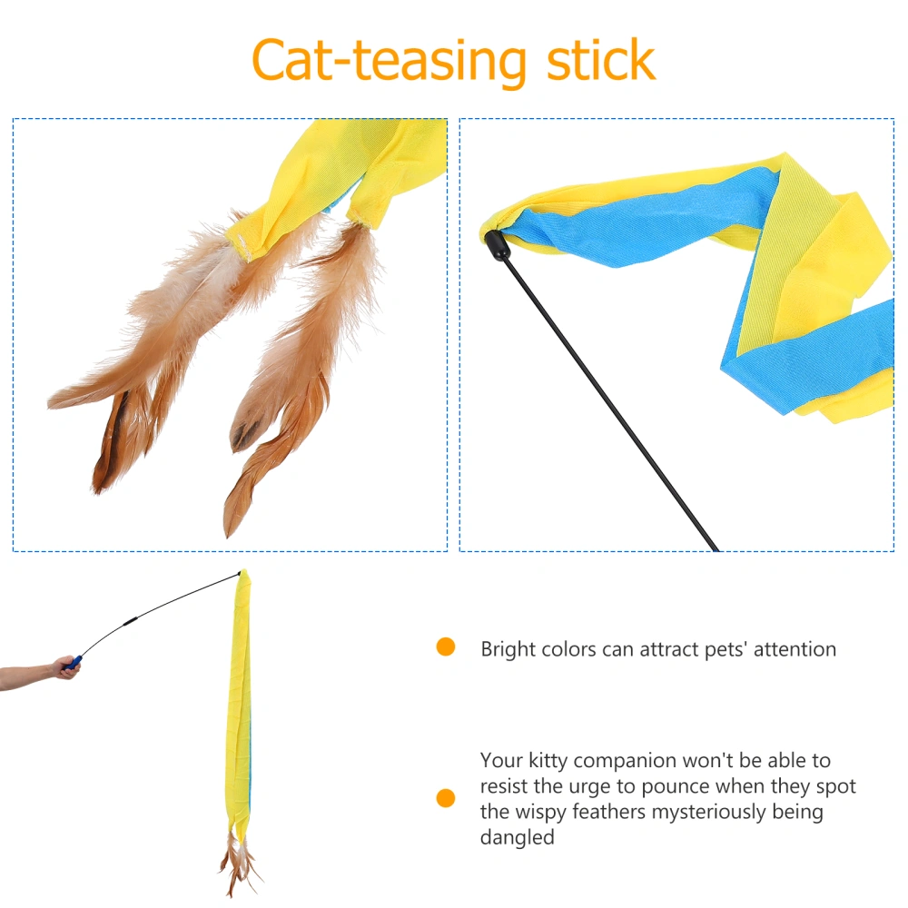 Detachable Cat Teaser Wand with Feather Interactive Cat Toys Stick Teasers