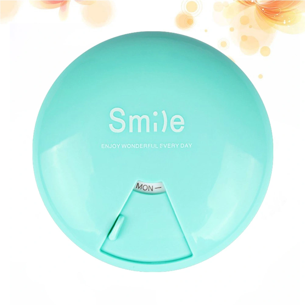 Round 7 Grids Pill Box Portable Weekly Seven Days Pill Organizer Container Storage Box Medicine Case