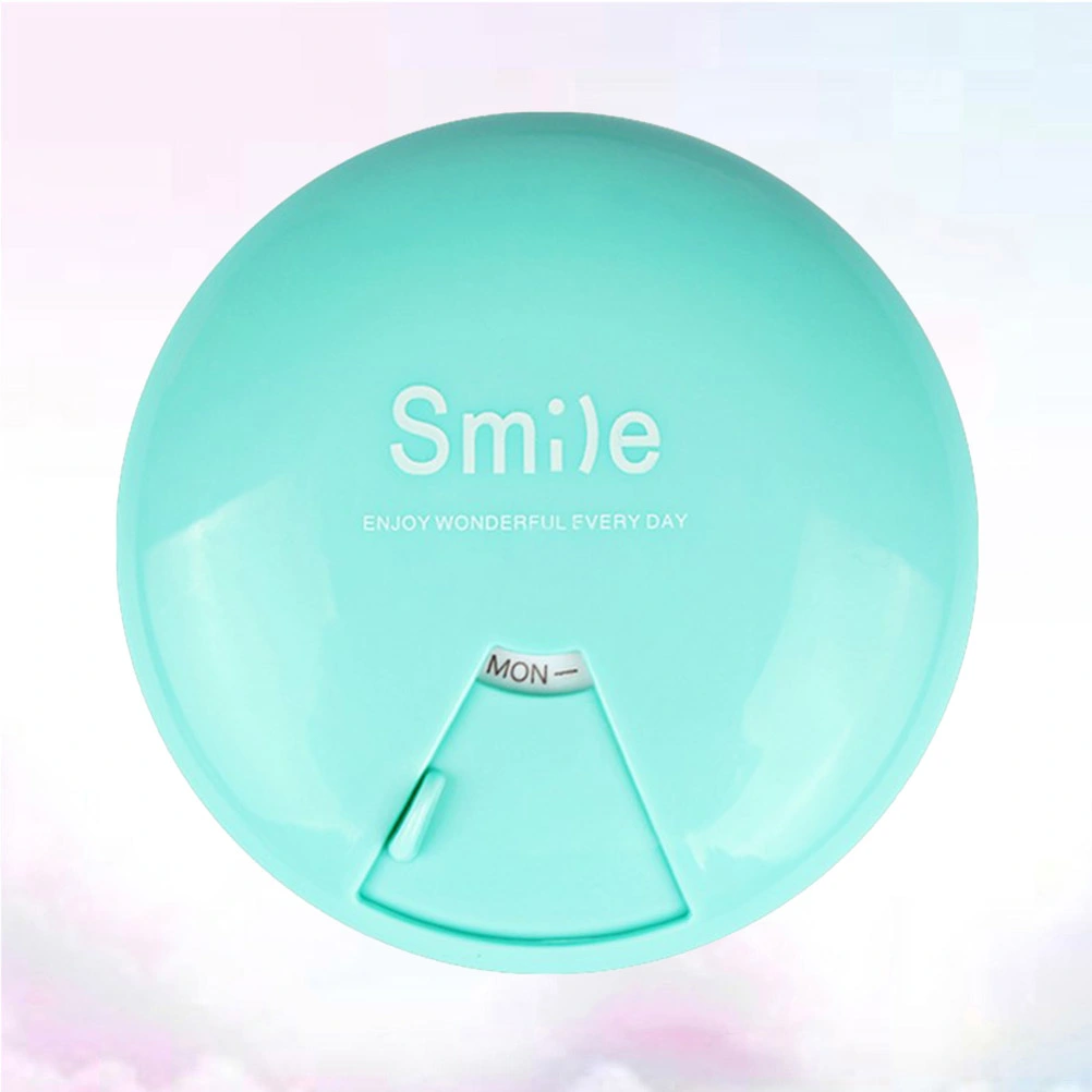 Round 7 Grids Pill Box Portable Weekly Seven Days Pill Organizer Container Storage Box Medicine Case