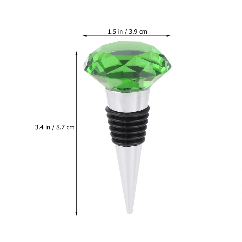 Crystal Diamond Wine Stopper Champagne Bottle Sealer Cork Metal Wine Plug Stopper Party Favors (Green)