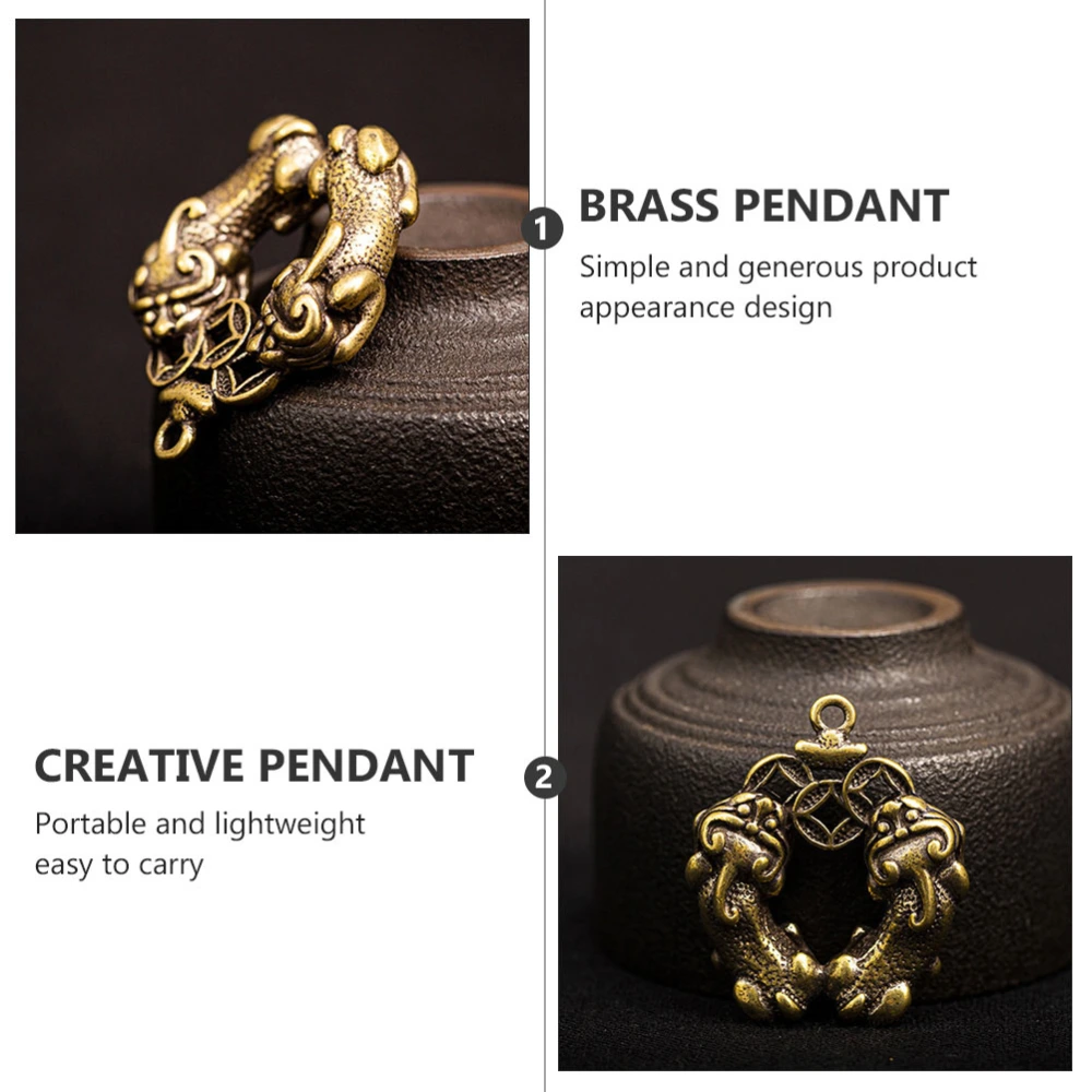 4Pcs Creative Keyring Adornment Brass Ornament Propitious Key Chain Pendant