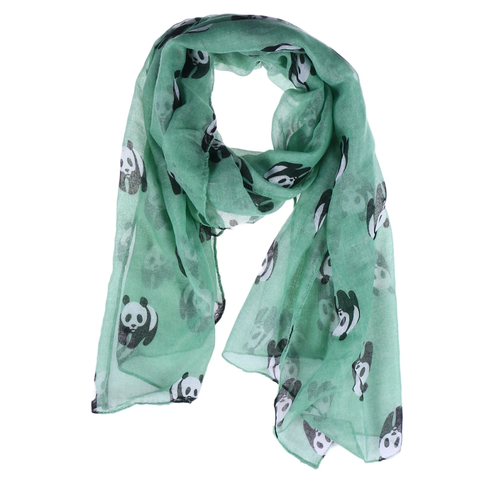 Women Lady Lovely Panda Casual Scarves Shawl Voile Scarf (Green)