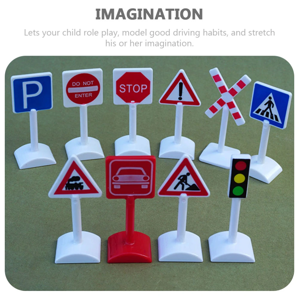 11Pcs Practical Educational Roadblock Sign Toys Traffic Sign Road Indicator Toys