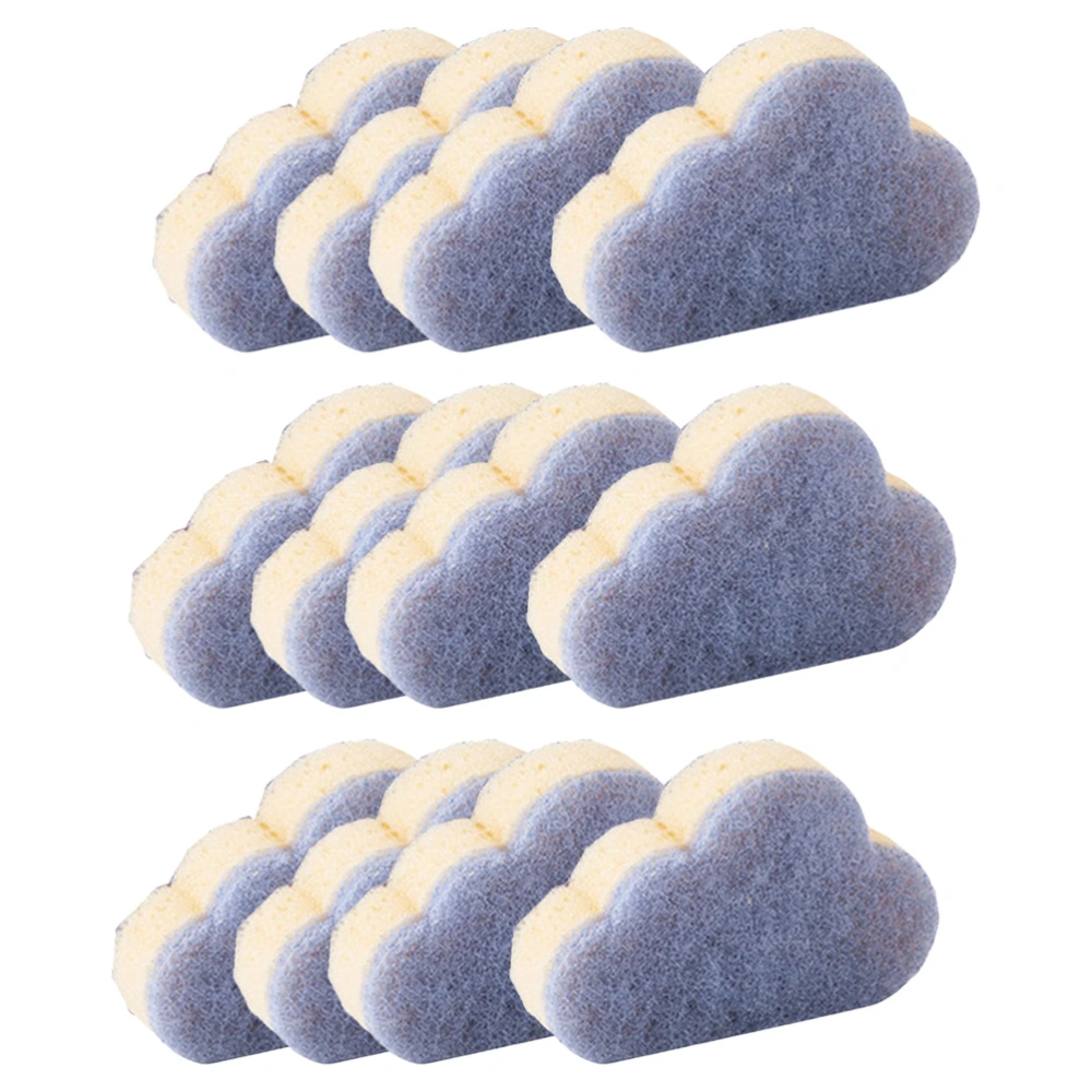 12pcs Cloud Shaped Cleaning Sponge Home Practical Kitchen Cleaning Sponge for Dish Cup Bowl Desktop (Blue, Black)