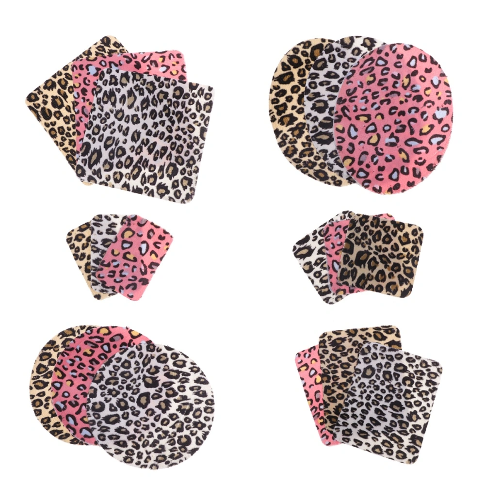 18pcs Knee Patch Elbow Cloth Sticker Cloth Decal DIY Square And Round Repair Leopard Pattern Patch for Jeans Sweater Shirt