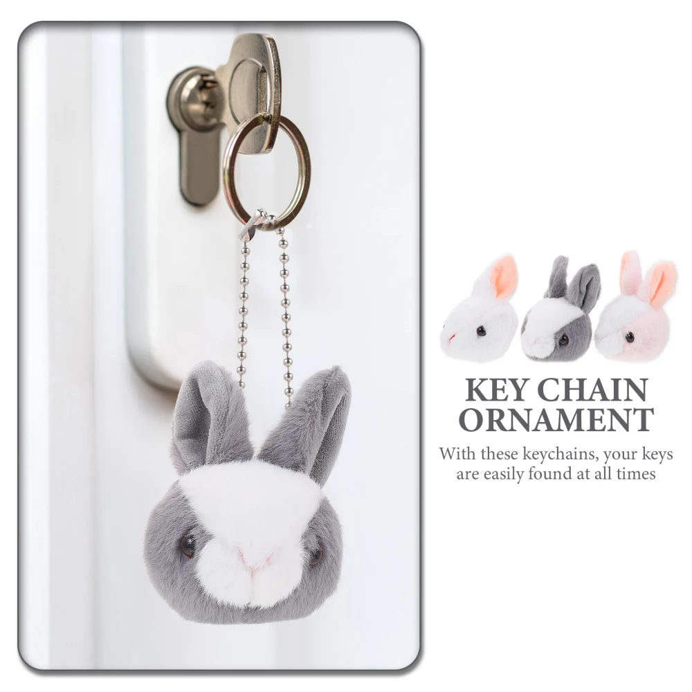 3pcs Plush Rabbit Shape Pendant Key Holder Pendant Key Rings Rabbit Doll Ornament