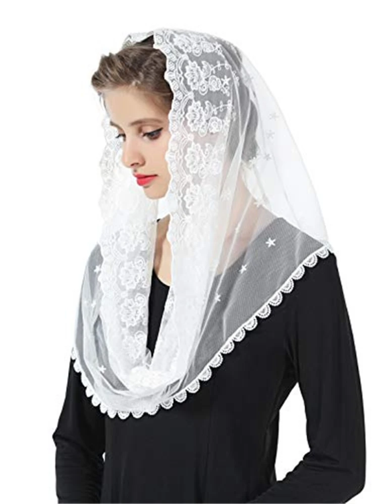 Decorative Lace Veil Female Lace Veil Head Covering Lace Scarf Lace Veil Cape Veil Headpiece for Wedding