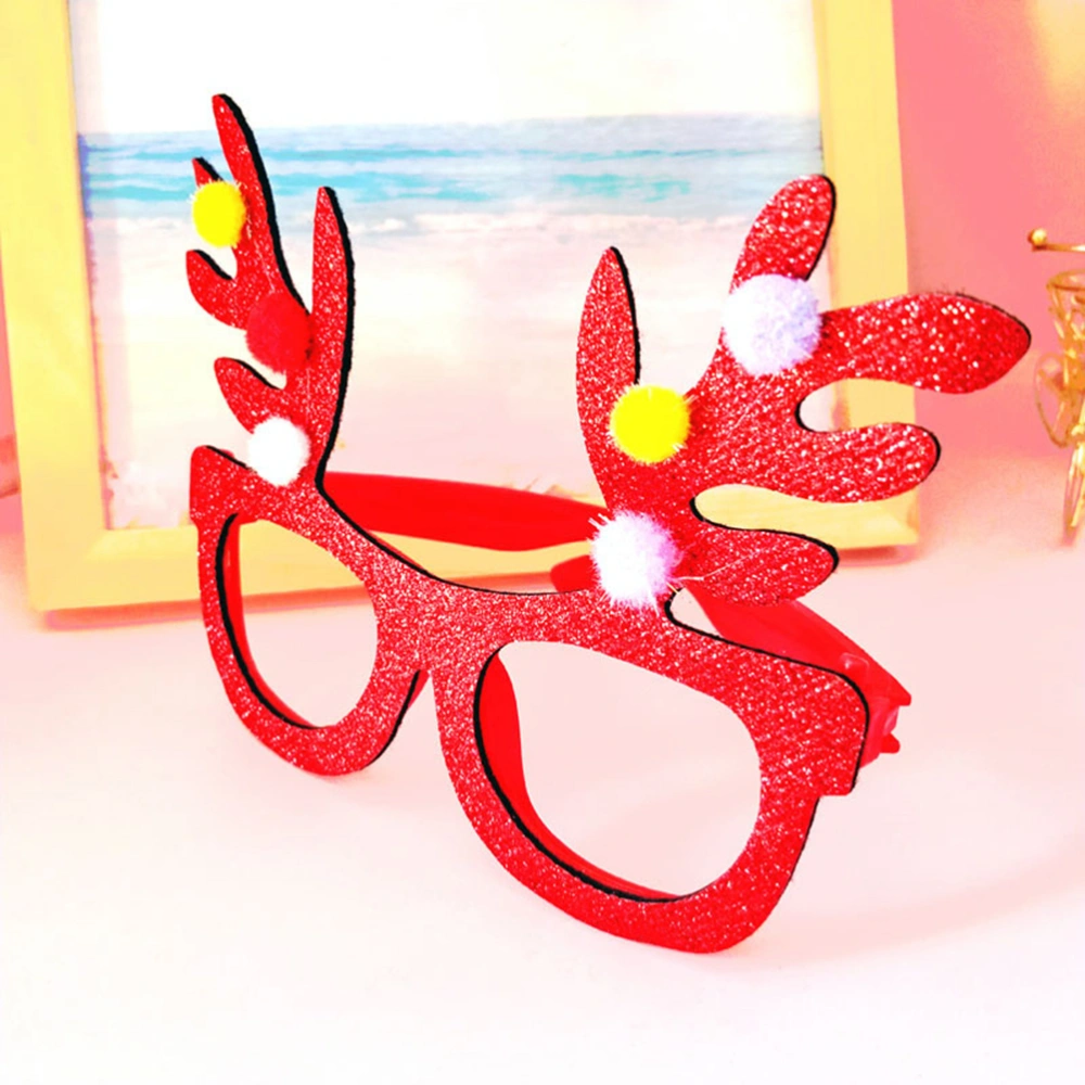 4pcs Christmas Party Headbands and Eyeglasses Set Reindeer Antlers Hair Hoops Adorable Glasses Costume Accessories (Random Style)