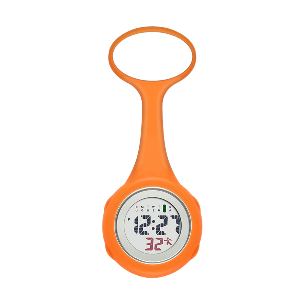 LCD Display Electric Watch Practical Nurse Watch Hanging Pocket Watch Fashion Watch Orange