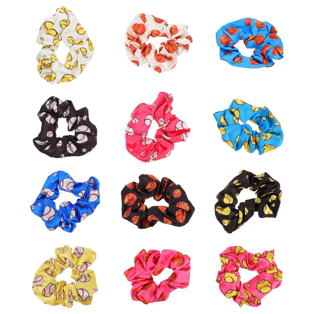 12pcs  Simple Hair Scrunchies Printed Elastics Hair Bands Ties for Women Girls