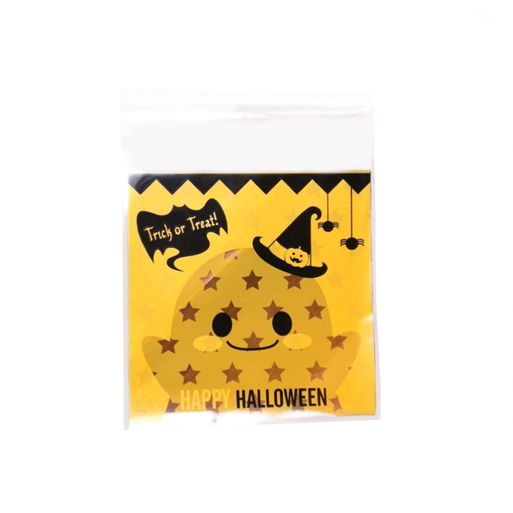 100 Pcs Halloween Pumpkin Cookie Decorating Bags Plastic Candy Bags Self-adhesive Packaging Bags for Candy Cookie Cake Snacks and Party Favors